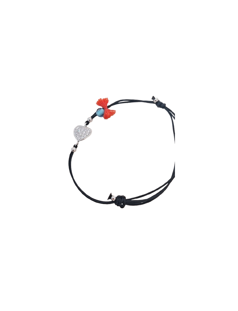 Pulseira Prata e fio coração 3