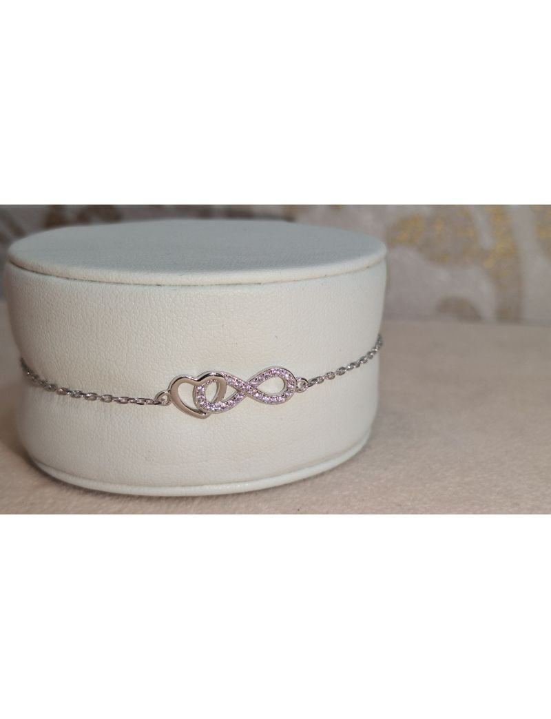 Pulseira Prata Coração e infinito