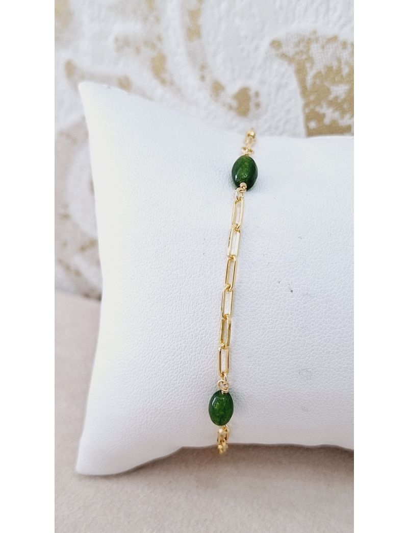 Pulseira Prata Dourada Pedras verdes
