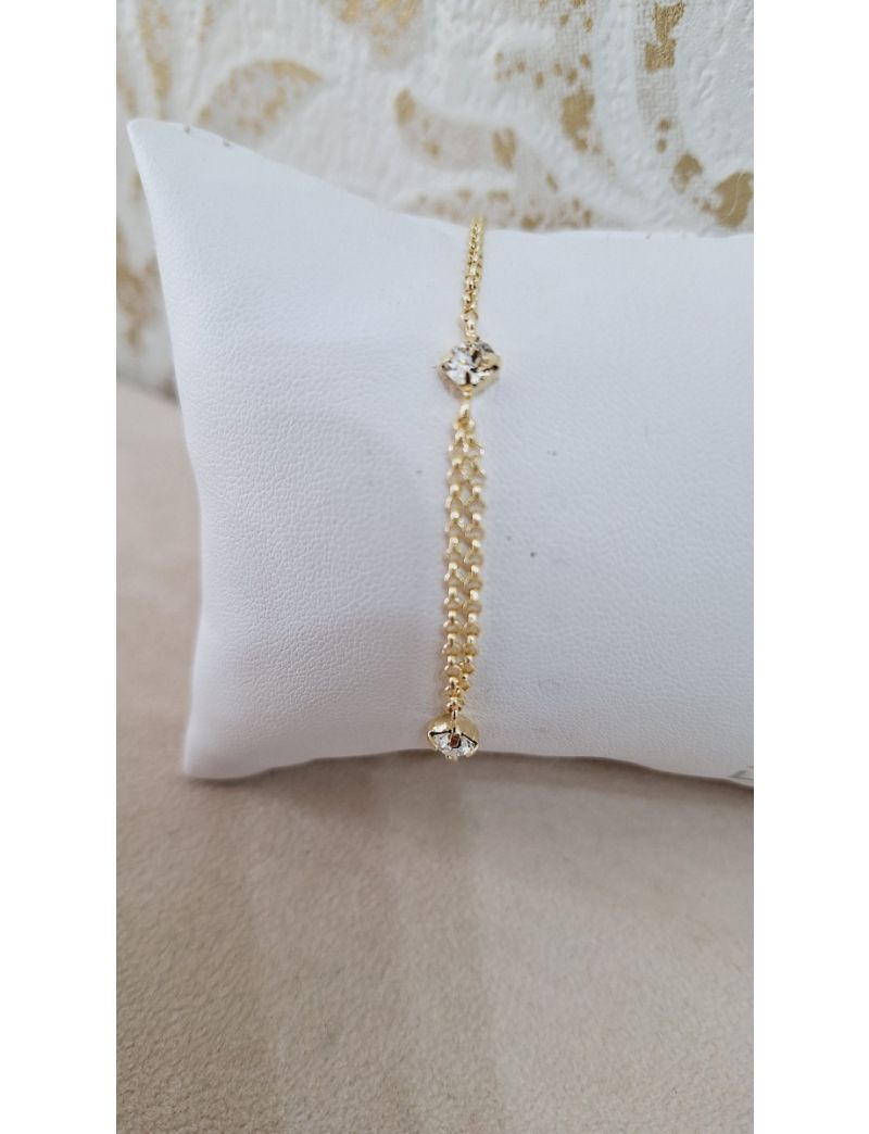 Pulseira Prata Dourada com Pedras