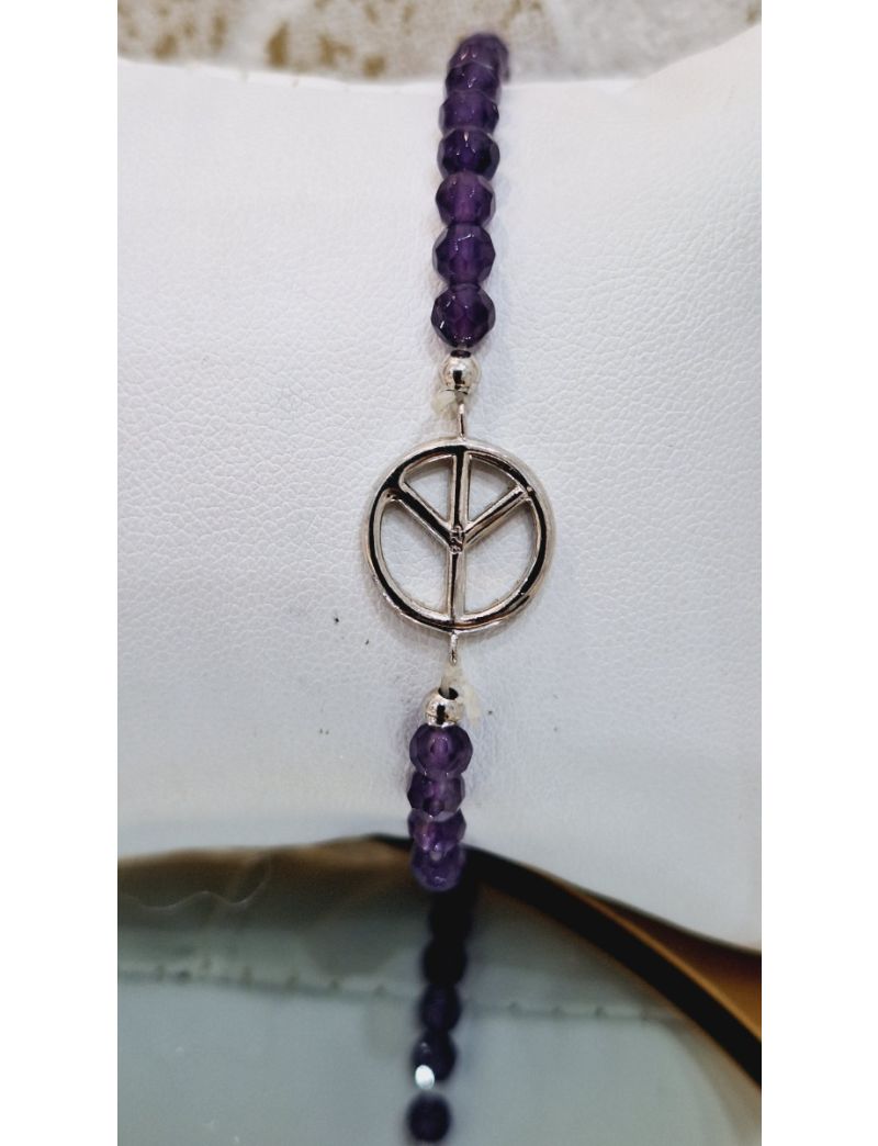 Pulseira Missangas e Prata Paz e Amor