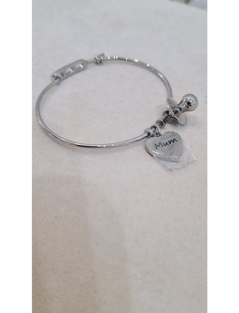 Pulseira Aço Lotus Coração e chupeta