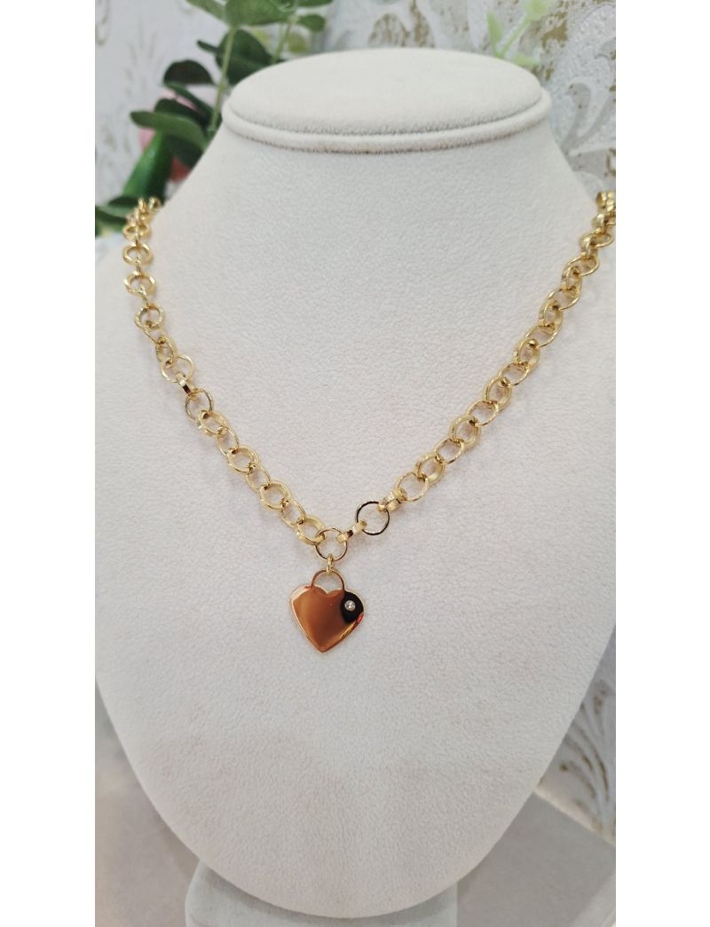 Colar Aço Lotus Coração D.