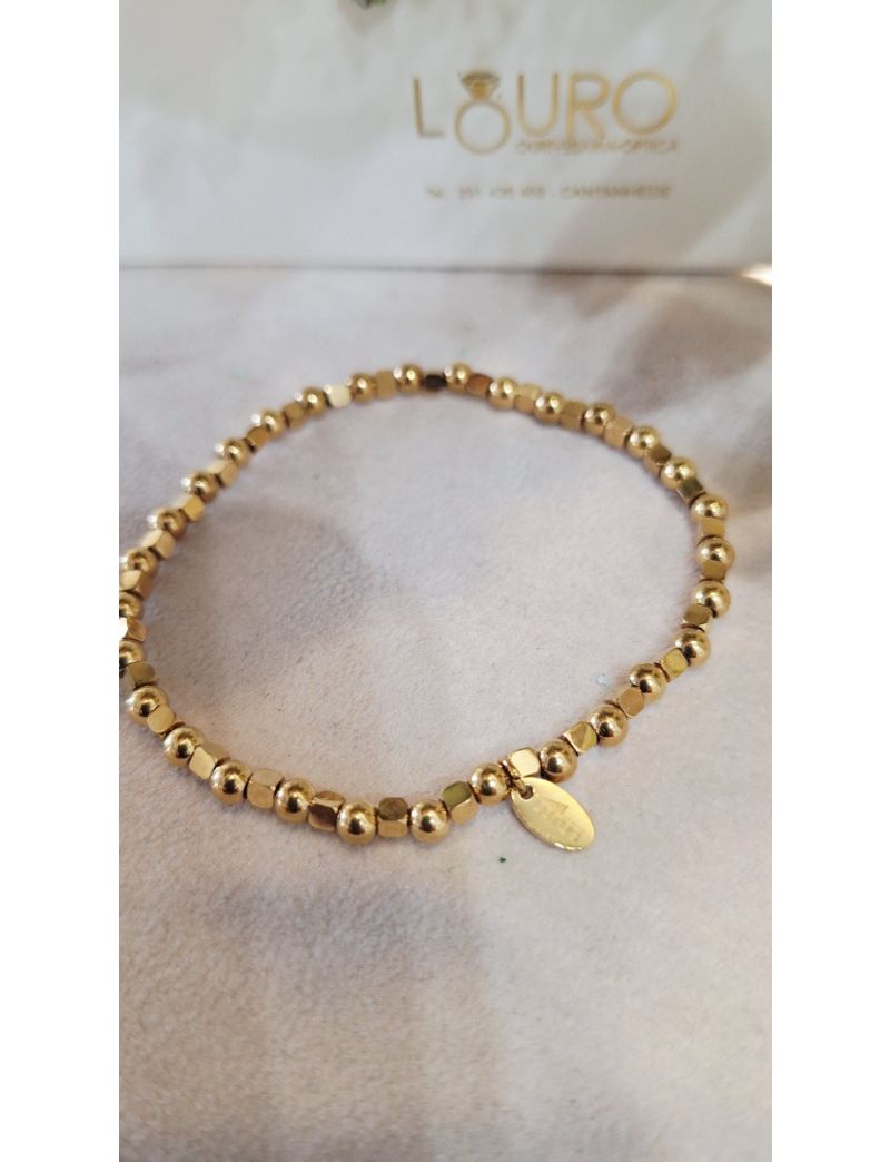 Pulseira Aço Lotus Bolas e Quadrados D.