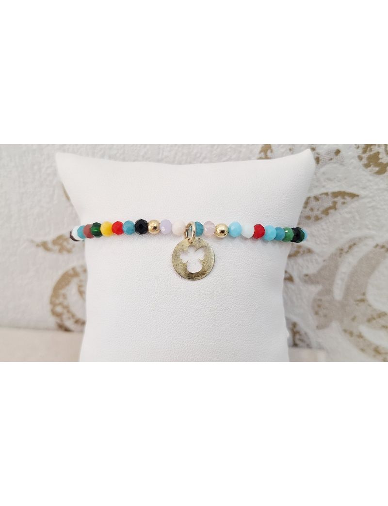 Pulseira Missangas e Prata Colorida Anjo