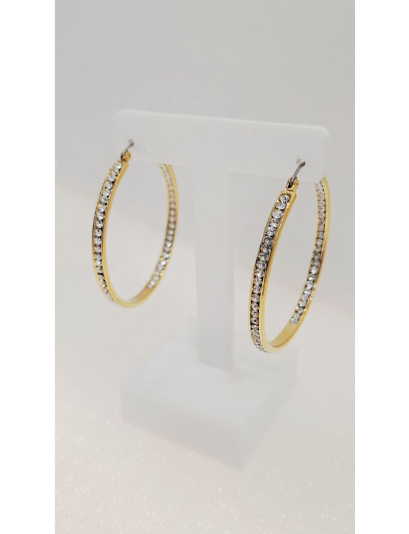 Argolas Aço Lotus c/ Pedras 4cm/D