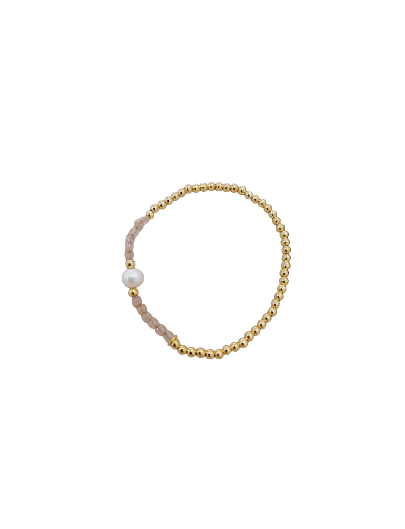 Pulseira Prata, Pérola e Missangas Bege