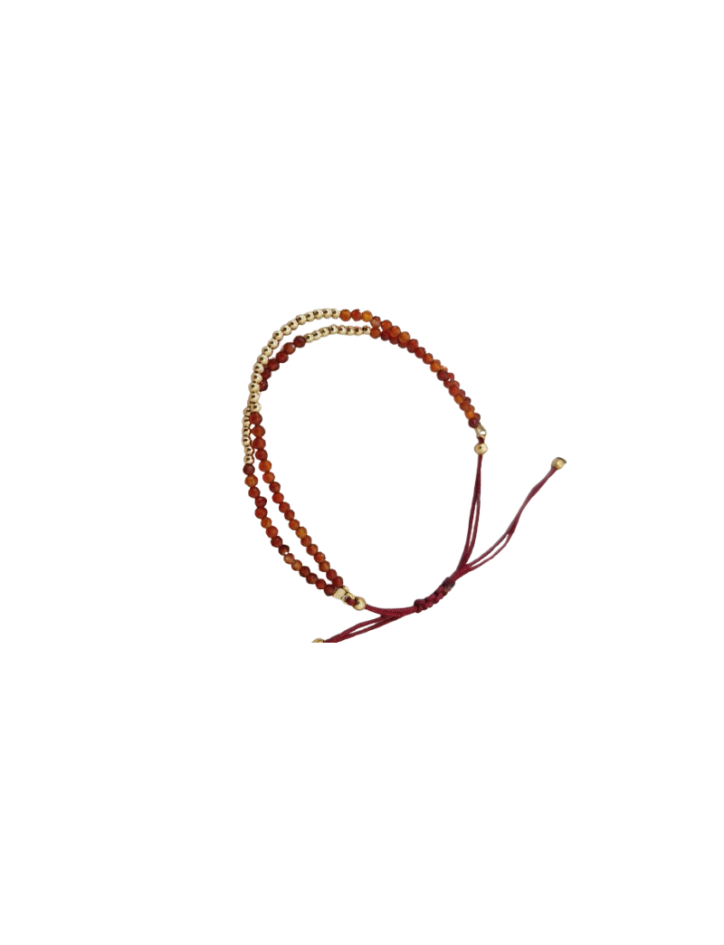 Pulseira Prata, Missangas e Fio Castanho