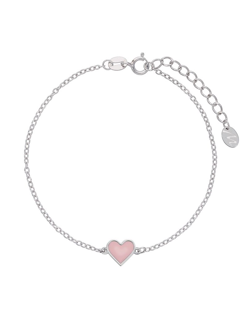 Pulseira Prata Marea Coração Rosa