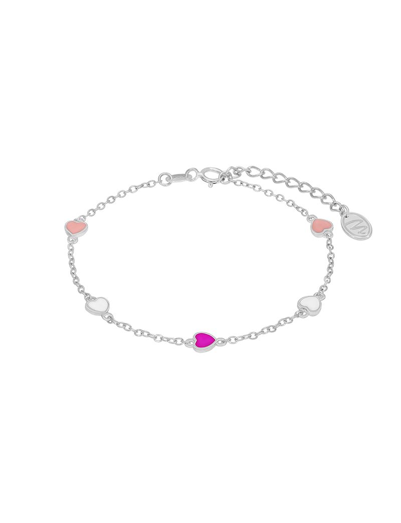 Pulseira Prata Marea Corações coloridos