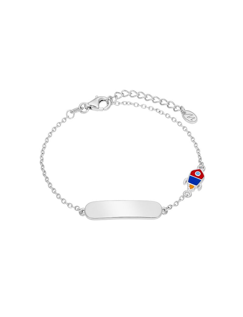 Pulseira Prata Marea com chapa e foguetão