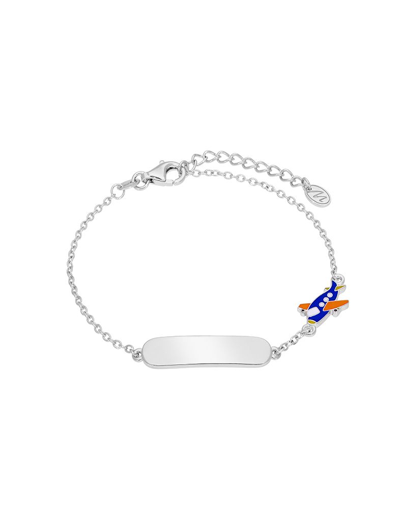 Pulseira Prata Marea com chapa e avião