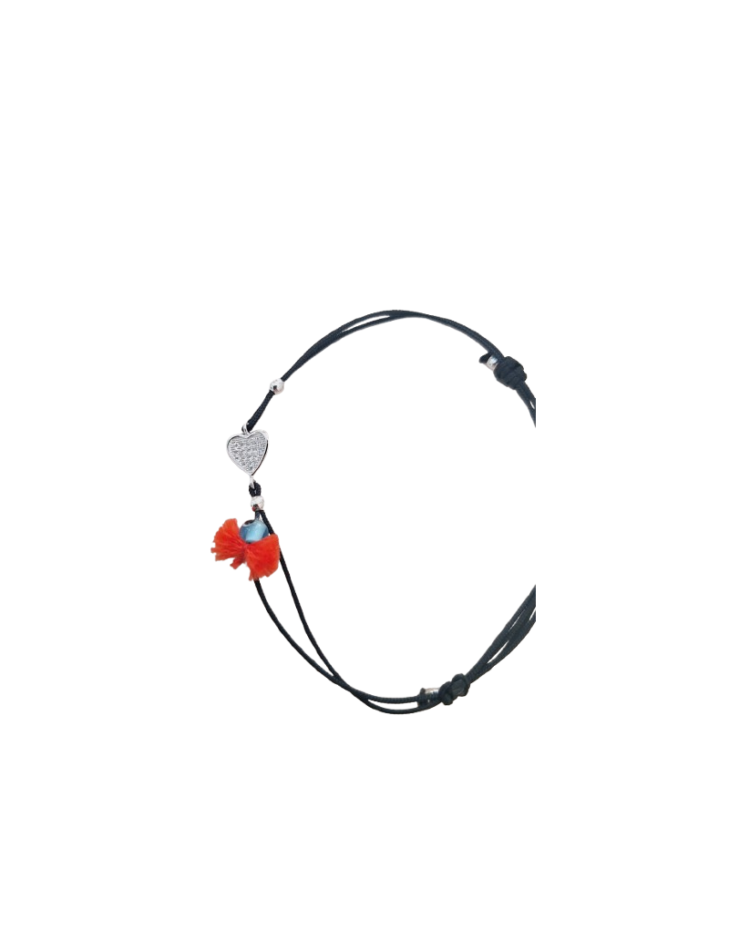 Pulseira Prata e fio coração 2