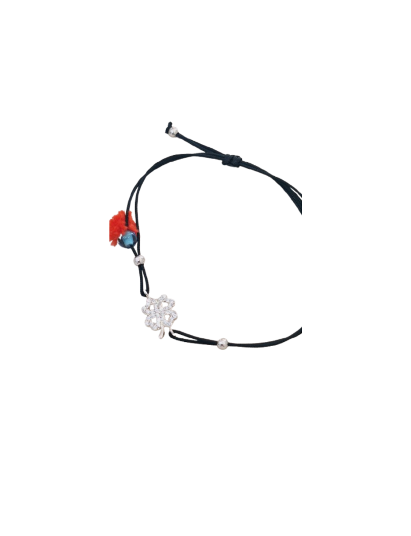 Pulseira Prata e fio Trevo