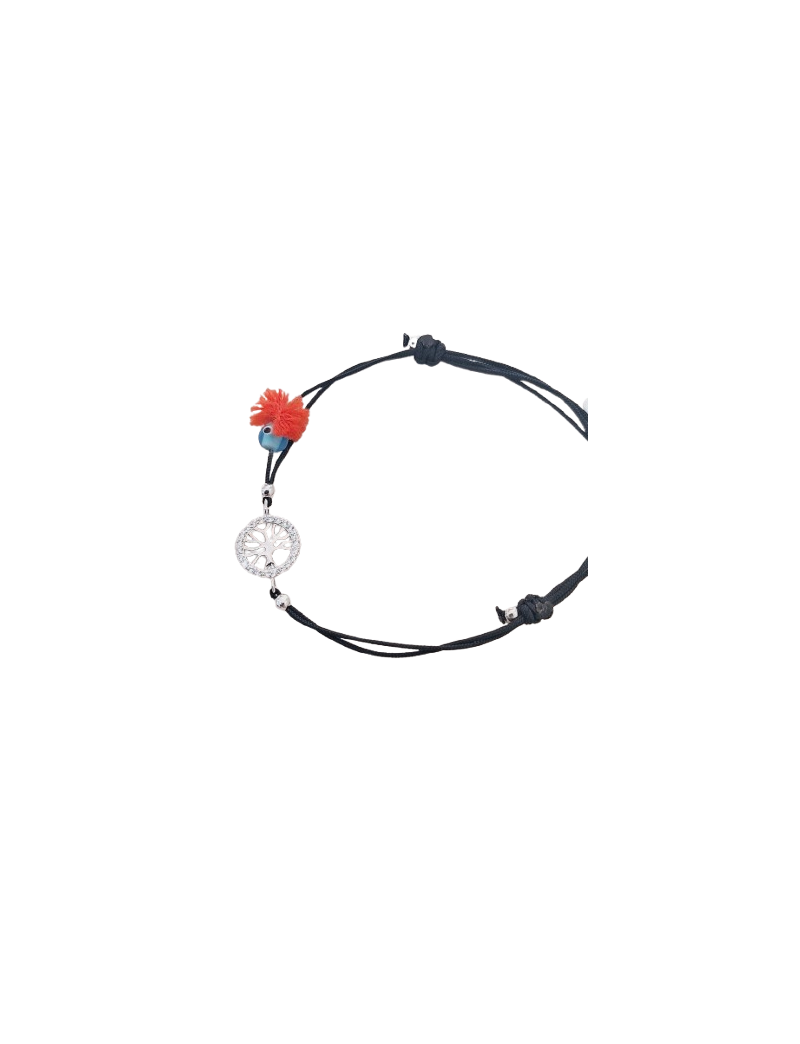 Pulseira Prata e fio Arvore da vida G