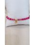 Pulseira Pedras Rosa e Prata Coração