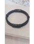 Pulseira Aço e Pele Preta 2