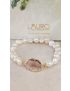 Pulseiras Perolas e Prata Pedra Rosa