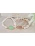 Pulseiras Perolas e Prata Pedra Rosa