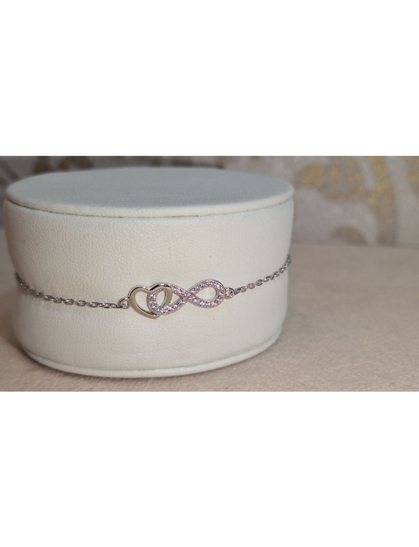 Pulseira Prata Coração e infinito