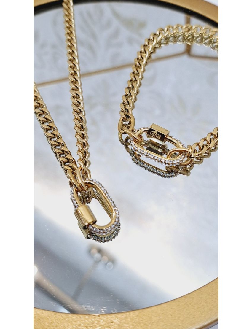 Pulseira Aço Dourado Lotus Cadeado