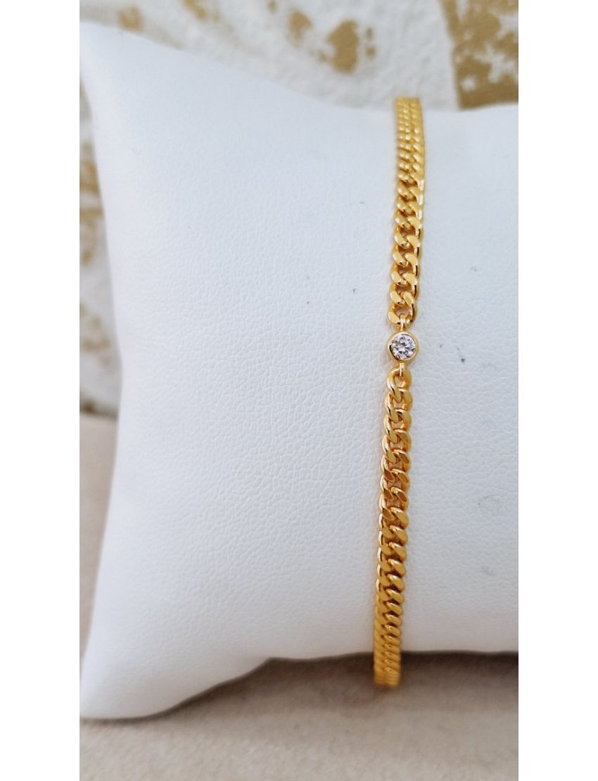 Pulseira Prata Dourada com pedra