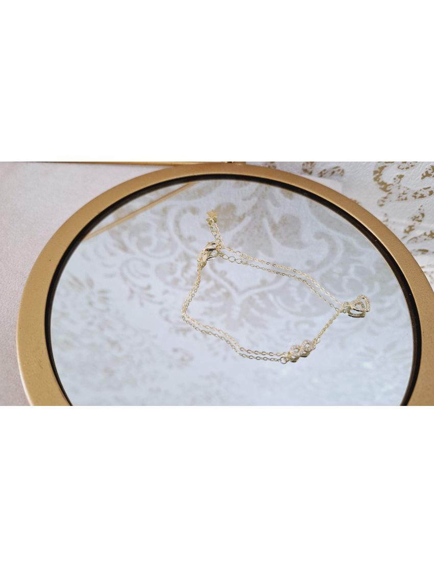 Pulseira Prata Dourada Infinito e coração