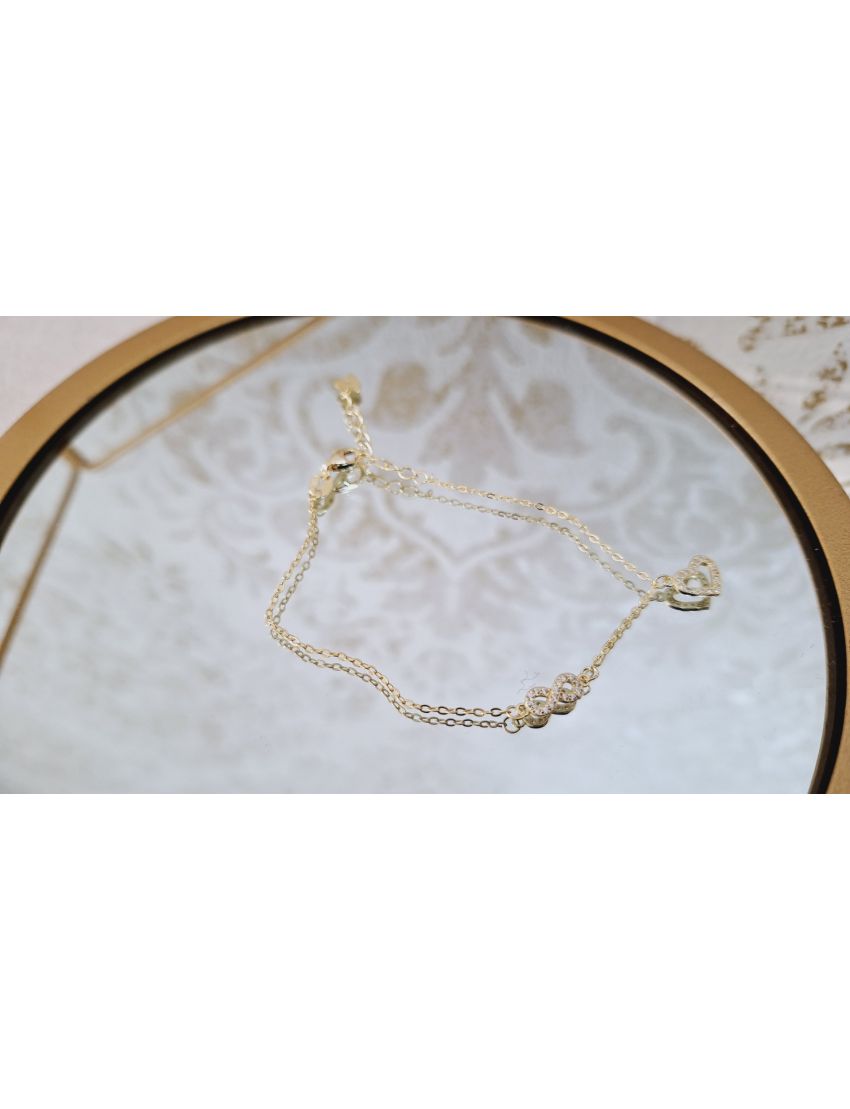 Pulseira Prata Dourada Infinito e coração