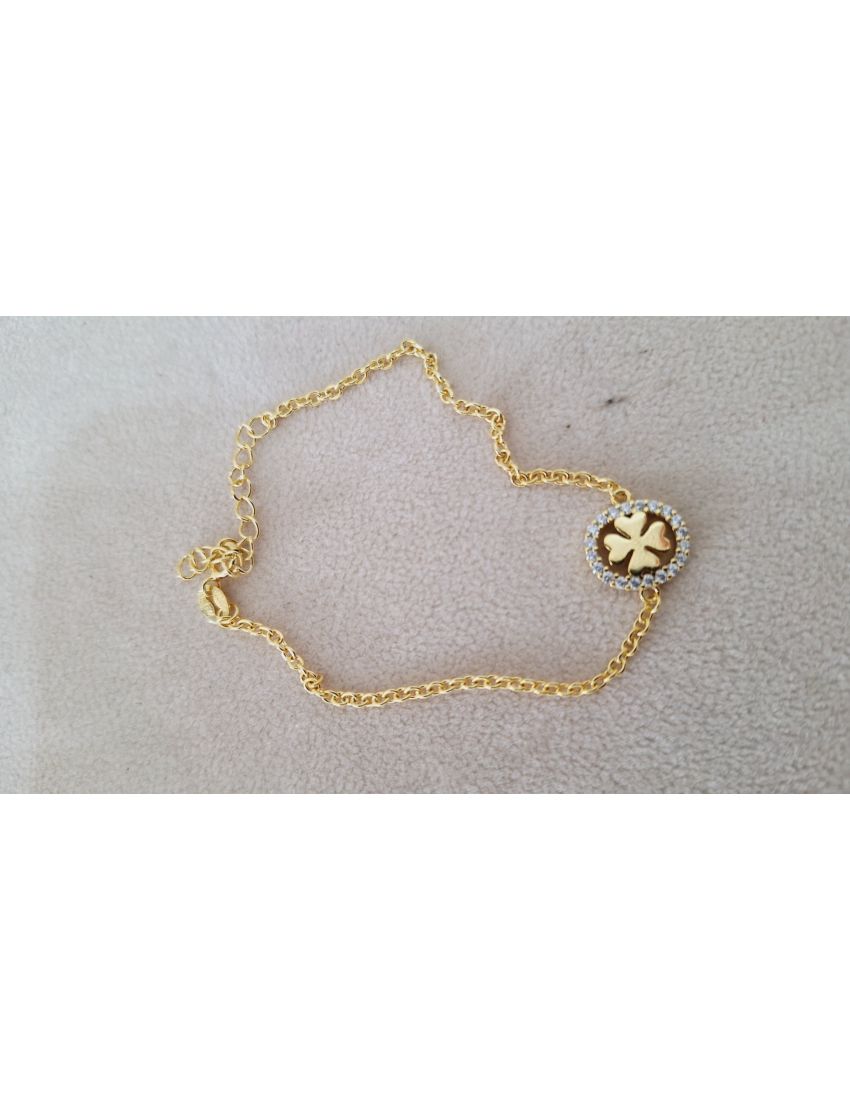 Pulseira Prata Dourada Trevo