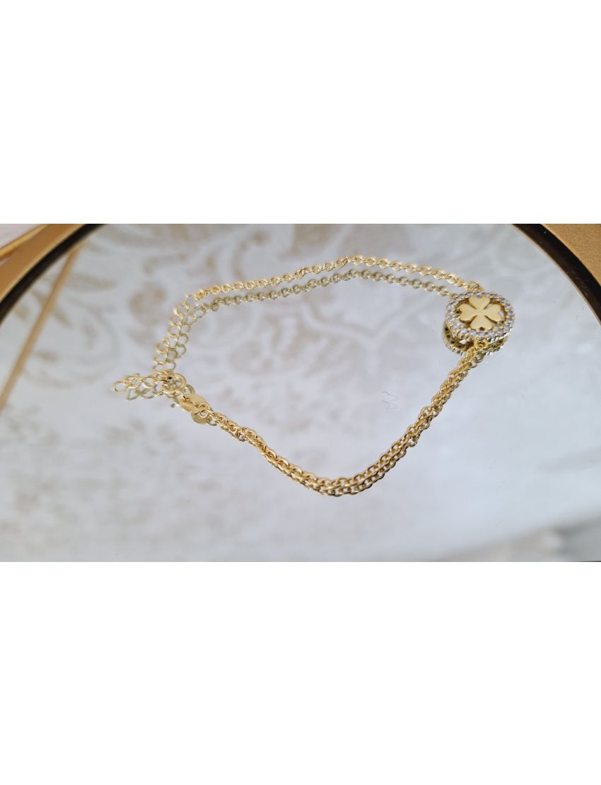 Pulseira Prata Dourada Trevo