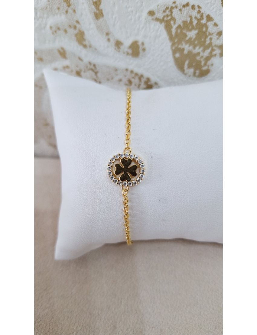 Pulseira Prata Dourada Trevo