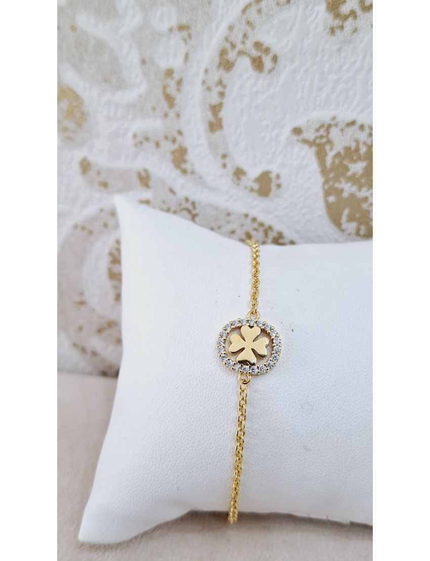 Pulseira Prata Dourada Trevo
