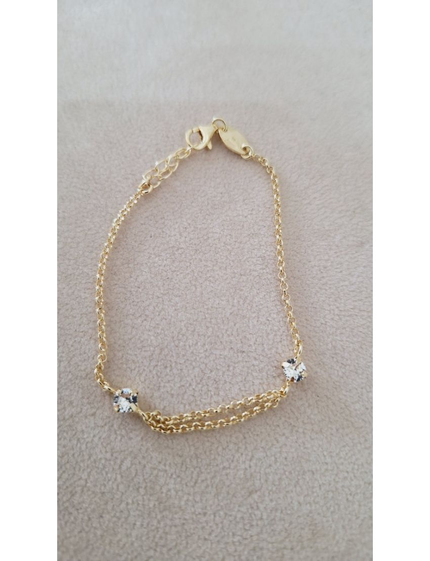 Pulseira Prata Dourada com Pedras