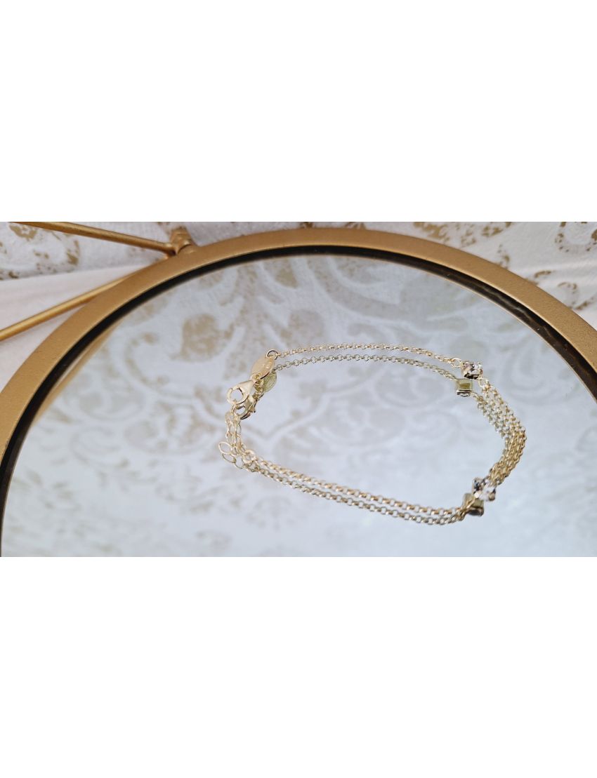 Pulseira Prata Dourada com Pedras