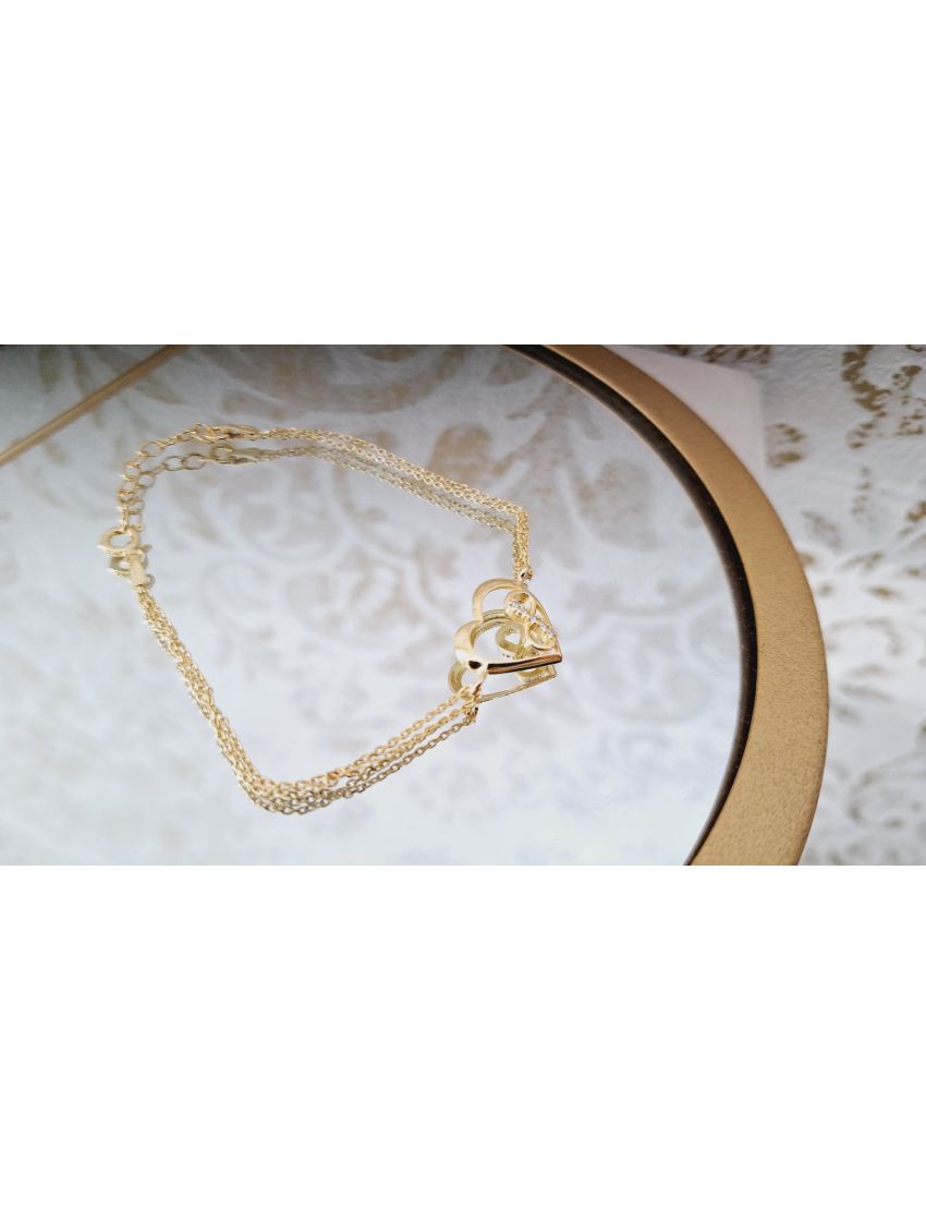 Pulseira Prata Dourada coração e infinito
