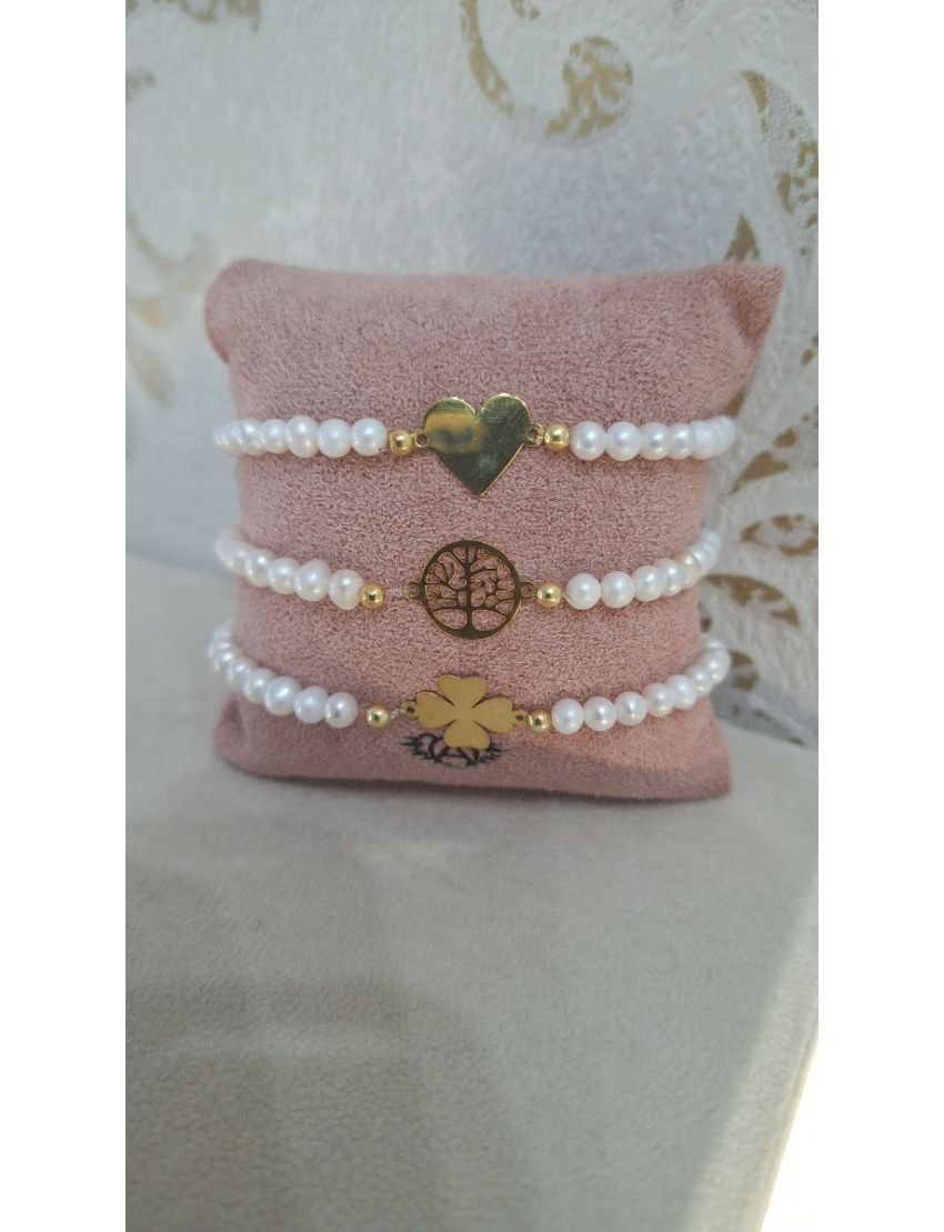 Pulseira Perolas e Prata Arvore da Vida