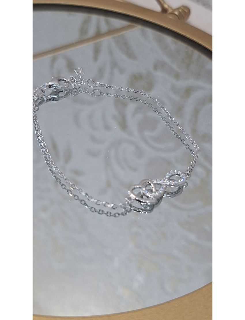 Pulseira Prata Coração e infinito