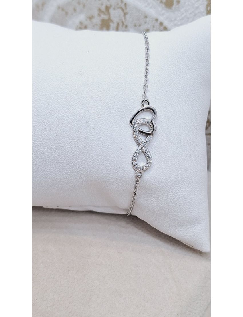 Pulseira Prata Coração e infinito