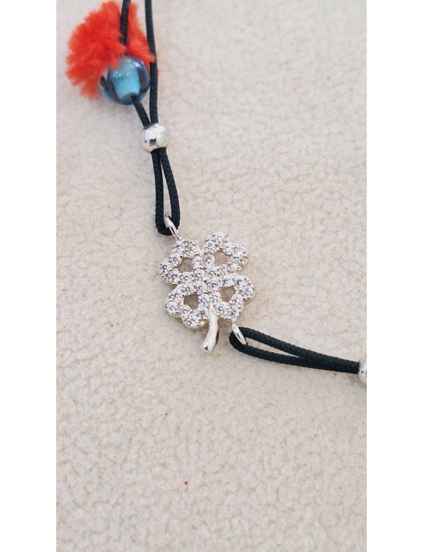 Pulseira Prata e fio Trevo