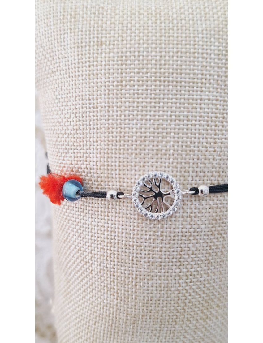 Pulseira Prata e fio Arvore da vida G