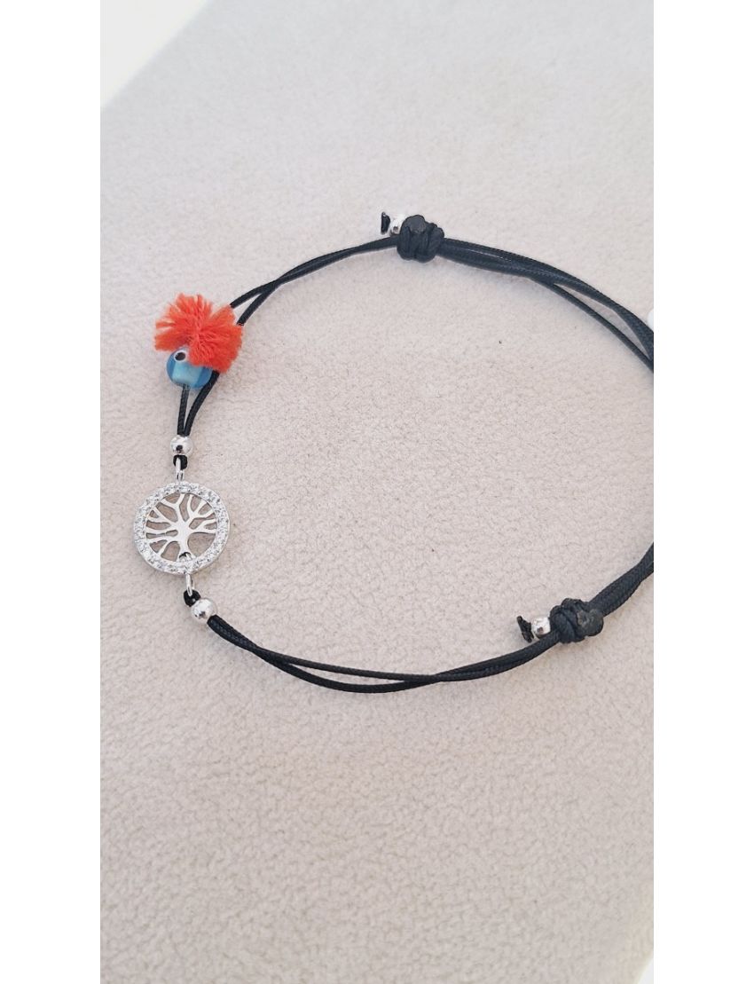 Pulseira Prata e fio Arvore da vida G