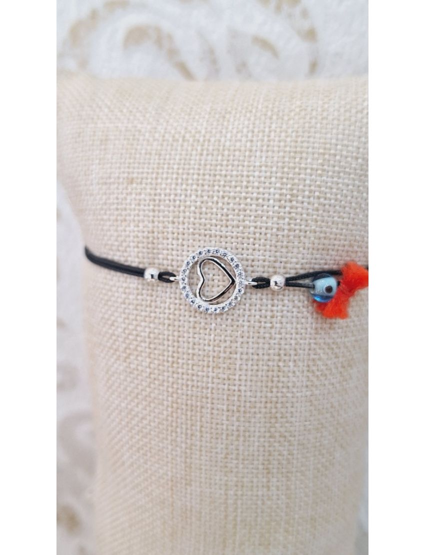 Pulseira Prata e fio coração 1 