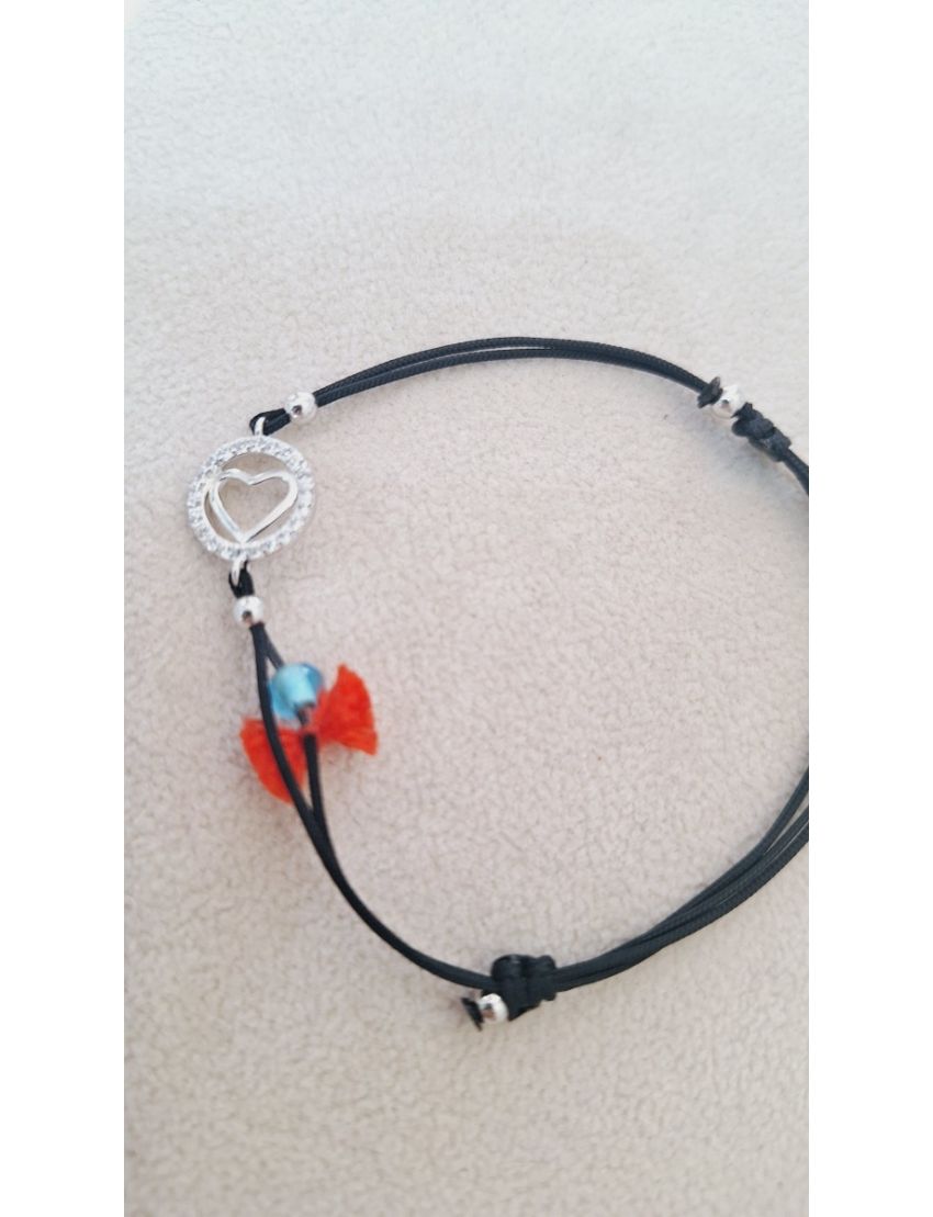 Pulseira Prata e fio coração 1 