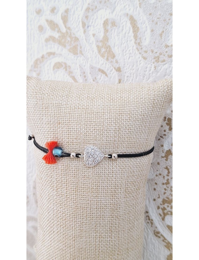 Pulseira Prata e fio coração 3