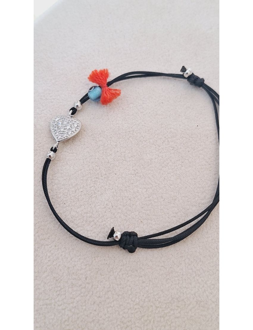 Pulseira Prata e fio coração 3