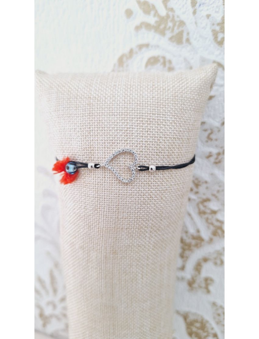 Pulseira Prata e fio coração