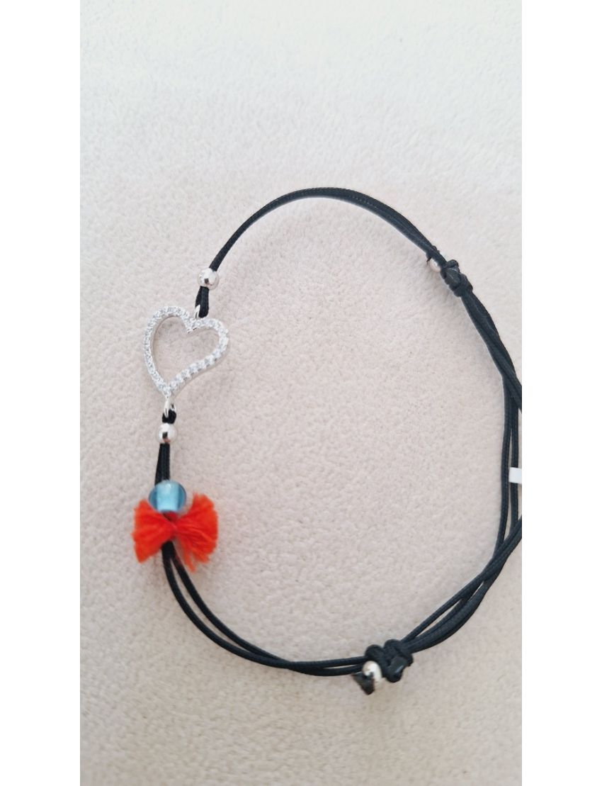 Pulseira Prata e fio coração