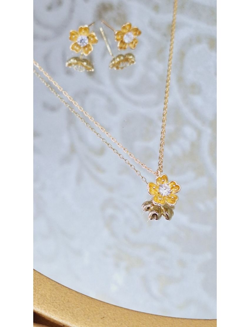 Brincos Prata Dourada Flor