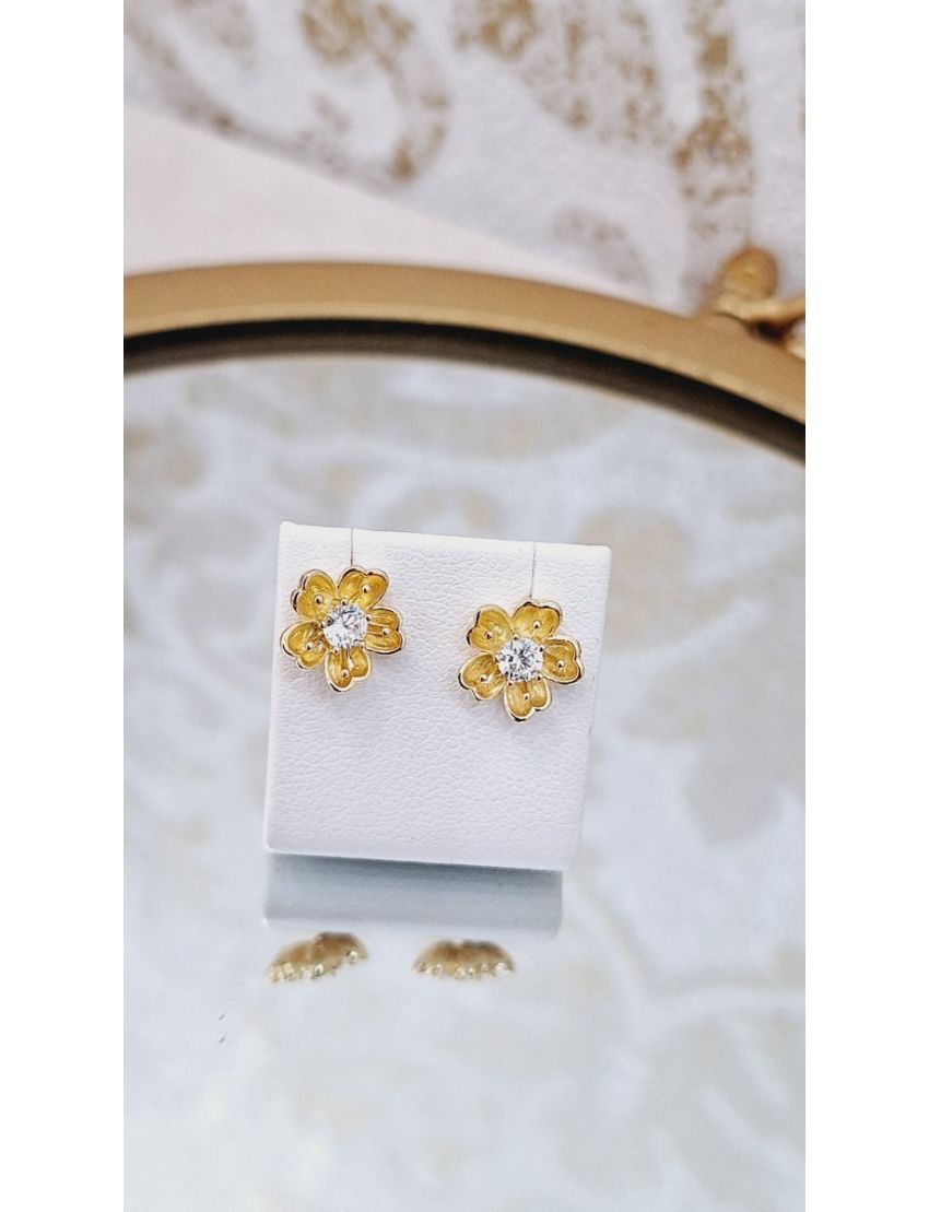 Brincos Prata Dourada Flor