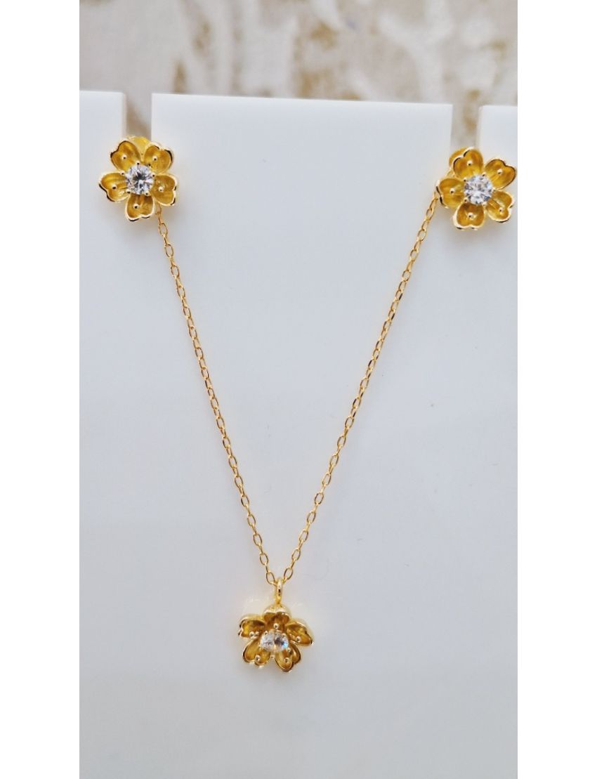 Brincos Prata Dourada Flor